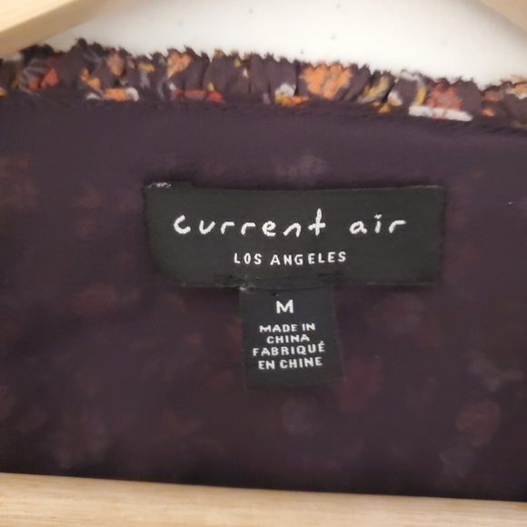 CURRENT Air Medium Ditzy Floral Ruffled Peasant Faux Wrap Dress Long Sleeves - Picture 4 of 16